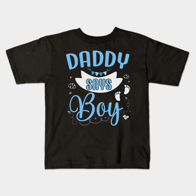 dad says Boy cute baby matching family party Kids T-Shirt by ARTBYHM
